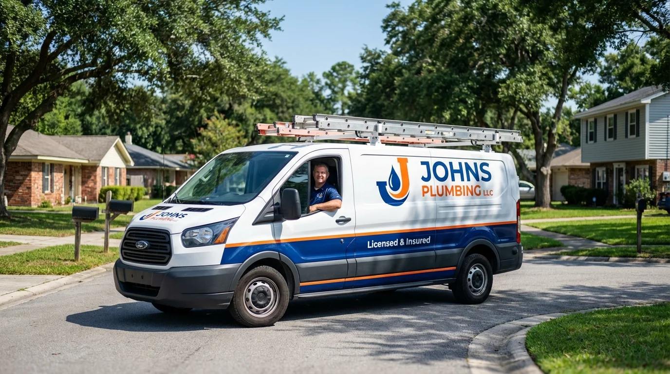 Johns Plumbing LLC service van in Hearne, TX