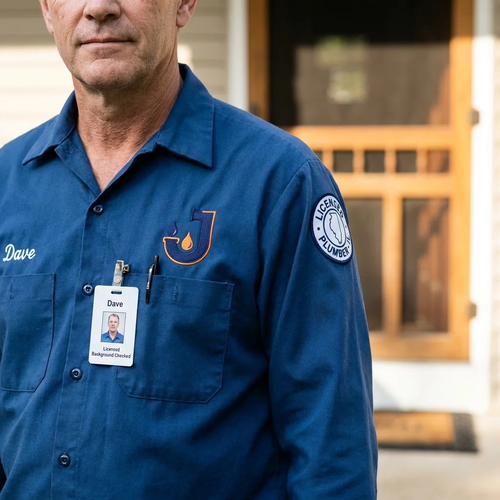 Licensed plumber showing ID badge in Hearne, TX