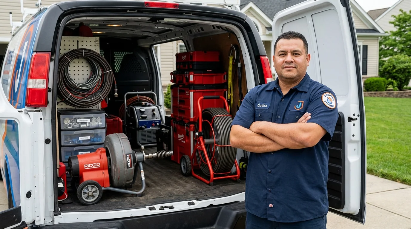 Professional drain cleaning equipment and Johns Plumbing LLC plumber in Hearne